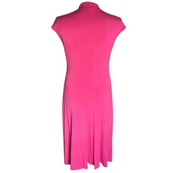 Women's BOSS Ellira Stretch Jersey Cap Sleeve Mockneck Midi Dress Pink Size M - Picture 3 of 7